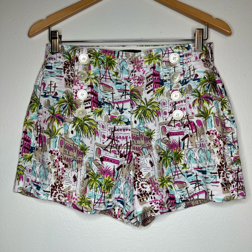J. Crew - Harbor Print Sailor Shorts - Linen Blend Size 6